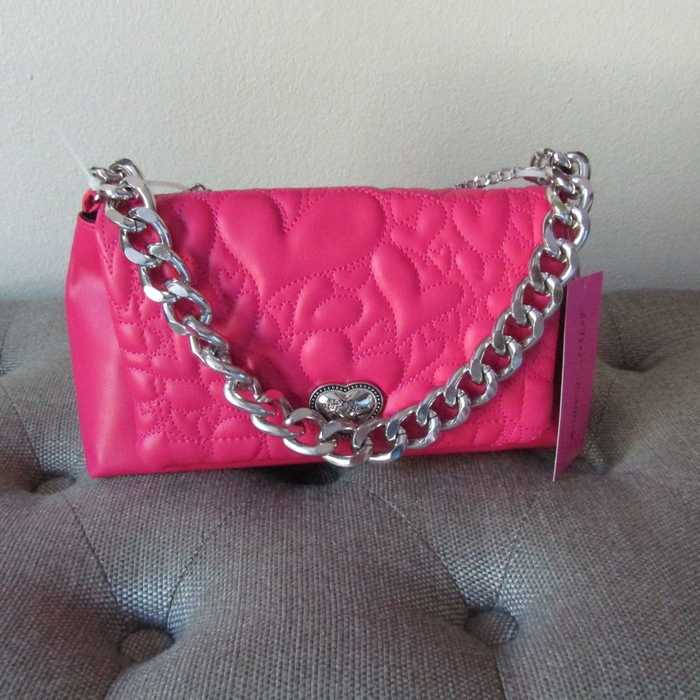Betsey Johnson Fuchia XOGABBY Puff Heart Crossbody💖
